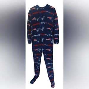 New England Patriots Superbowl NFL Team Apparel Sleepwear Feetie Pajamas Sz XXL
